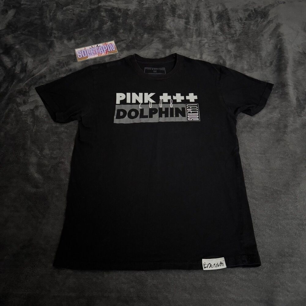 2010's Pink Dolphin Shirt Black Graphic Casual Streetwear T-Shirt Men's - Medium